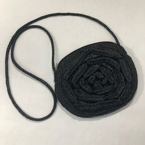 Black Rose Straw Crossbody Purse Mar Y Sol